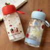 GROWSIR Botol Minum Anak Aesthetic 600ml Tutup Apel Anti Bocor Food Grade Gelas Minum Karakter Lucu dengan Pegangan BZ071