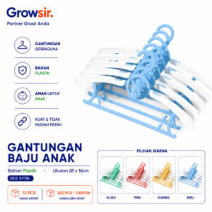 GROWSIR Gantungan Baju Anak Hanger Setelan Anak Ukuran Bisa Disetel XY116
