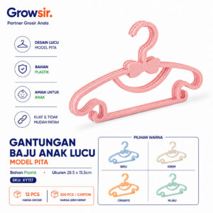 GROWSIR Gantungan Baju Anak Lucu Model Pita Hanger Setelan Multifungsi XY117