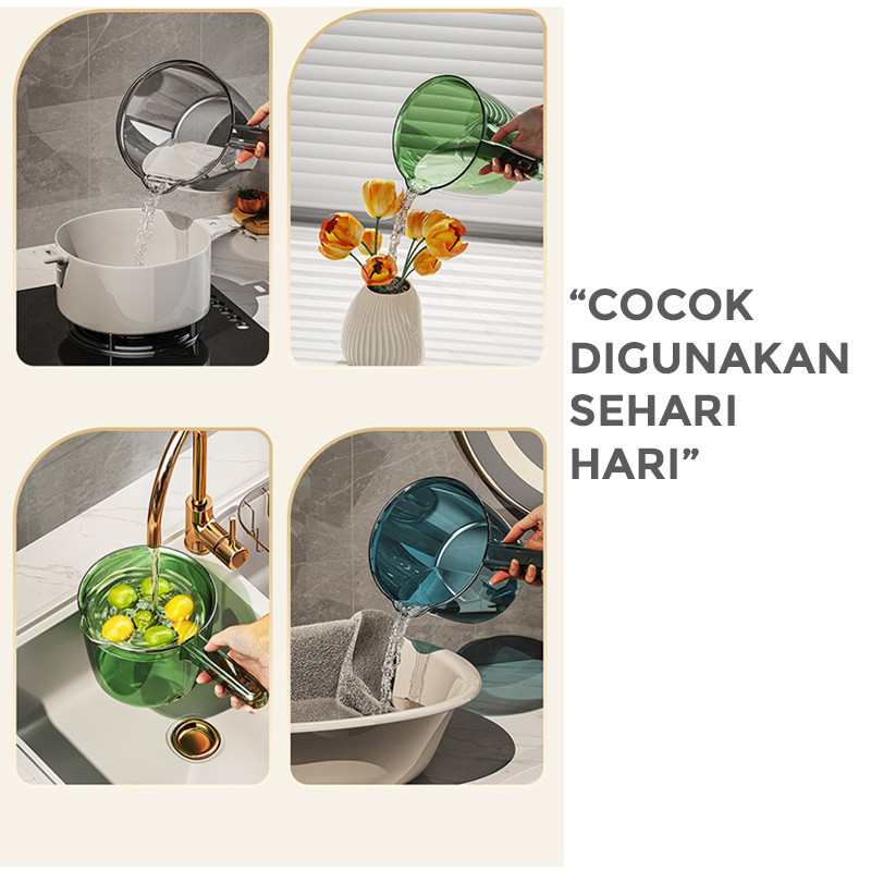 GROWSIR Gayung Transparan Desain Jepang Kuat Estetik Elegan Anti Pecah Anti Jamur XY119