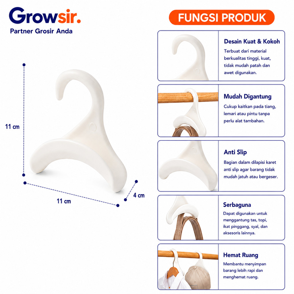 GROWSIR Hanger Gantungan Tas Topi Organizer untuk Lemari Multifungsi Serbaguna XY129