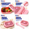 GROWSIR Kotak Makan 2 Sekat 900ml | Anti Bocor Food Grade | Bento Lunch Box Bekal Anak Dewasa Seal Silikon + Sendok Garpu FH096