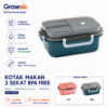 GROWSIR Kotak Makan 3 sekat Aesthetic BPA FREE | Lunch Box 3 Kompartemen 1250ml PP Food Grade Anti Bocor | Kotak Bekal dengan Seal Silikon & Pengunci FH097