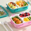 GROWSIR Kotak Makan Anak Motif Dino Astronot Bahan Tebal Food Grade Lunch Box Set Anti Tumpah FH090