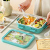 GROWSIR Kotak Makan Anak Motif Dino Astronot Bahan Tebal Food Grade Lunch Box Set Anti Tumpah FH090