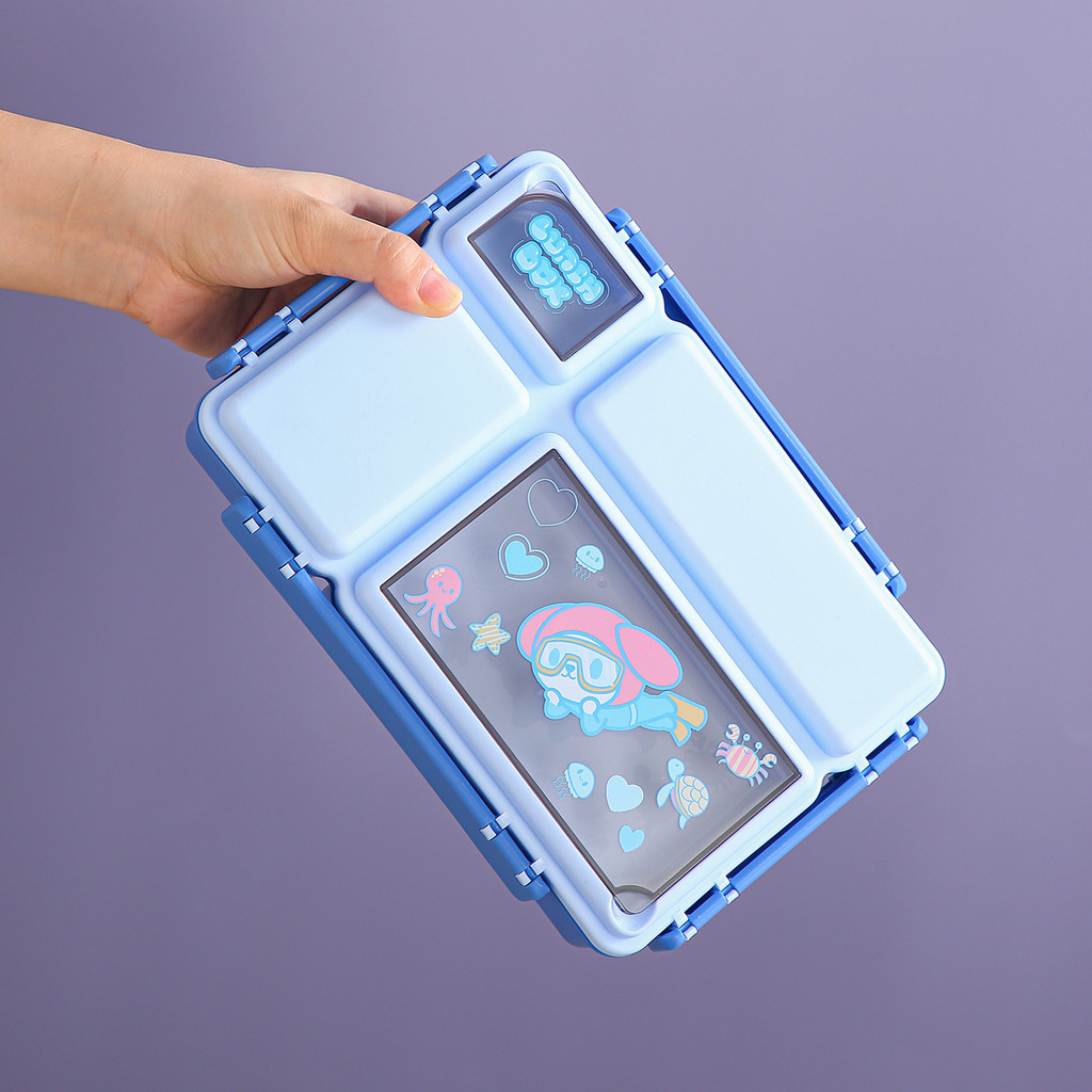 GROWSIR Kotak Makan Anak Set 4 Sekat 1150ml BPA FREE Sendok Garpu Lunch Box Bekal Sekolah FH080