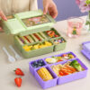 GROWSIR Kotak Makan Anak Set 4 Sekat 1150ml BPA FREE Sendok Garpu Lunch Box Bekal Sekolah FH080