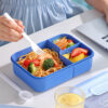 GROWSIR Kotak Makan Anti Tumpah 3 Sekat 1450ml Kotak Bekal Bento Lunch Box Free Sendok Garpu FH055