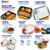 GROWSIR Kotak Makan Anti Tumpah 3 Sekat 1450ml Kotak Bekal Bento Lunch Box Free Sendok Garpu FH055
