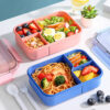 GROWSIR Kotak Makan Anti Tumpah 3 Sekat 1450ml Kotak Bekal Bento Lunch Box Free Sendok Garpu FH055