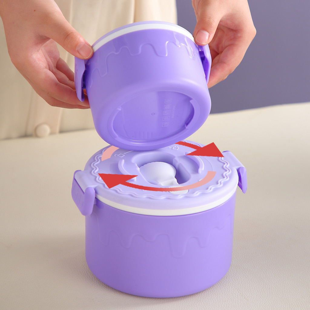 GROWSIR Kotak Makan / Bekal Bentuk Kue 2 Tingkat 1450ml Tebal Lunch Box Bekal Cake Set FH084
