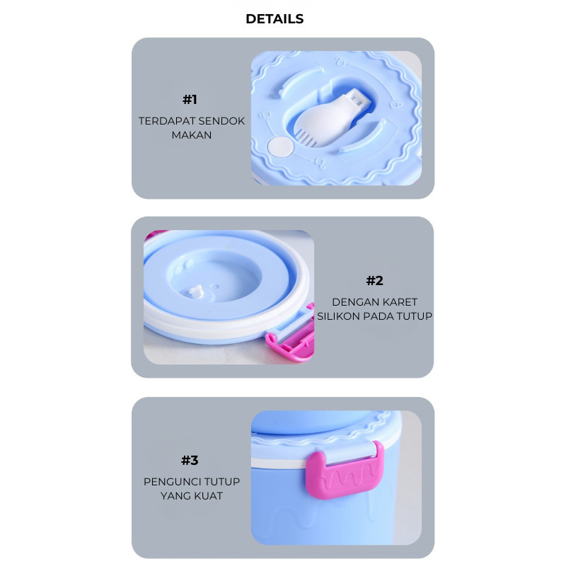 GROWSIR Kotak Makan / Bekal Bentuk Kue 2 Tingkat 1450ml Tebal Lunch Box Bekal Cake Set FH084