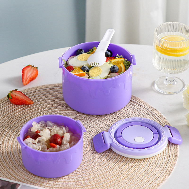 GROWSIR Kotak Makan / Bekal Bentuk Kue 2 Tingkat 1450ml Tebal Lunch Box Bekal Cake Set FH084