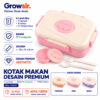 GROWSIR Kotak Makan Premium Anti Tumpah 3 Sekat 1400ml BPA FREE | Lunch Box Free Sendok + Garpu + Tempat Saus FH057