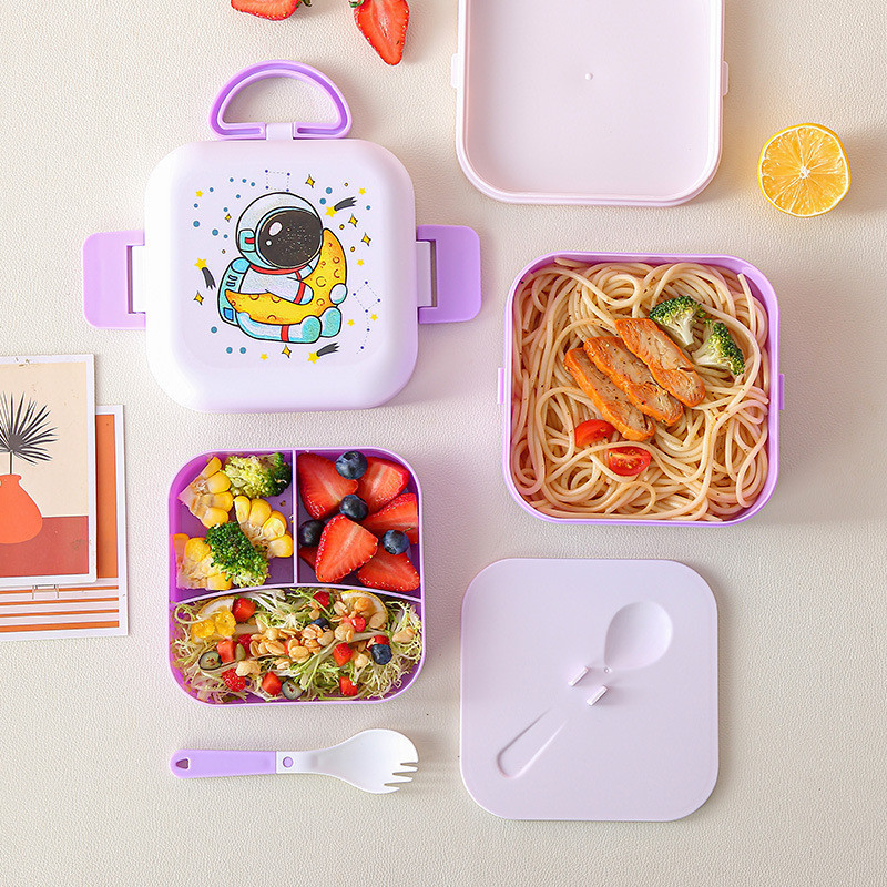 GROWSIR Kotak Makan Set 1150ml BPA FREE 2 Tingkat | Lunch Box Free Sendok + Botol Minum 400ml FH064