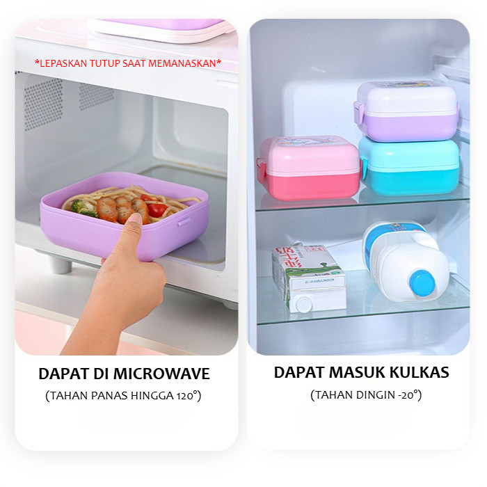 GROWSIR Kotak Makan Set 1150ml BPA FREE 2 Tingkat | Lunch Box Free Sendok + Botol Minum 400ml FH064
