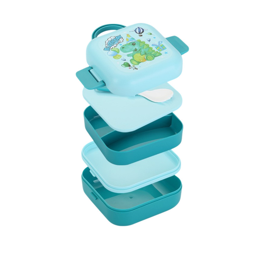GROWSIR Kotak Makan Set 1150ml BPA FREE 2 Tingkat | Lunch Box Free Sendok + Botol Minum 400ml FH064