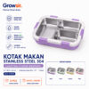 GROWSIR Kotak Makan Stainless Steel 304 Aesthetic 3 Sekat Anti Bocor Lunch Box Food Grade + Sendok Garpu FH093