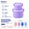 GROWSIR Kotak Makan Stainless Steel Bertingkat | Lunch Box Anti Tumpah Kotak Makan Bekal Food Grade Microwave FH084-SS