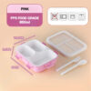 GROWSIR Kotak Makan Tebal 3 Sekat Anti Tumpah + Sendok Garpu Lunch Box Set BPA Free FH087