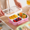 GROWSIR Kotak Makan Tebal 3 Sekat Anti Tumpah + Sendok Garpu Lunch Box Set BPA Free FH087