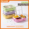 GROWSIR Kotak Makan Tebal 3 Sekat Anti Tumpah + Sendok Garpu Lunch Box Set BPA Free FH087