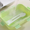 GROWSIR Kotak Makan Tebal 3 Sekat Anti Tumpah + Sendok Garpu Lunch Box Set BPA Free FH087