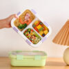 GROWSIR Kotak Makan Tebal 3 Sekat Anti Tumpah + Sendok Garpu Lunch Box Set BPA Free FH087