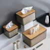 GROWSIR Kotak Tisu Estetik Motif Kayu Bambu Tissue Box Nordic Style Tempat Tisu Aesthetic XY065