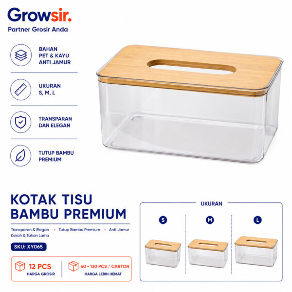 GROWSIR Kotak Tisu Estetik Motif Kayu Bambu Tissue Box Nordic Style Tempat Tisu Aesthetic XY065
