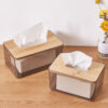 GROWSIR Kotak Tisu Estetik Motif Kayu Bambu Tissue Box Nordic Style Tempat Tisu Aesthetic XY065