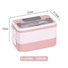 GROWSIR Lunch Box BPA FREE Kotak Bekal Anti Tumpah 2 Tingkat 1600ml / 800ml Kotak makan Wadah Bekal FREE Sendok Garpu Tempat Saus FH030