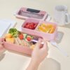 GROWSIR Lunch Box BPA FREE Kotak Bekal Anti Tumpah 2 Tingkat 1600ml / 800ml Kotak makan Wadah Bekal FREE Sendok Garpu Tempat Saus FH030