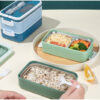 GROWSIR Lunch Box BPA FREE Kotak Bekal Anti Tumpah 2 Tingkat 1600ml 800ml Kotak makan Wadah Bekal FREE Sendok Garpu Tempat Saus FH032