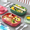 GROWSIR Lunch Box BPA FREE Kotak Bekal Anti Tumpah 3 Sekat 1300ml Kotak makan Wadah Bekal GRATIS Sendok Garpu Tempat Saus FH040