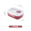 GROWSIR Lunch Box BPA FREE Kotak Bekal Anti Tumpah 3 Sekat 1300ml Kotak makan Wadah Bekal GRATIS Sendok Garpu Tempat Saus FH040