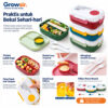 GROWSIR Lunch Box BPA FREE Kotak Bekal Anti Tumpah 3 Sekat 1300ml Kotak makan Wadah Bekal GRATIS Sendok Garpu Tempat Saus FH040