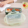 GROWSIR Lunch Box BPA FREE Kotak Bekal Anti Tumpah 4 Sekat 1200ml Bisa dilepas Kotak makan Wadah Bekal FREE Sendok Garpu Tempat Saus FH041
