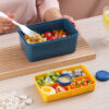 GROWSIR Lunch Box BPA FREE Kotak Bekal Anti Tumpah 4 Sekat 1200ml Bisa dilepas Kotak makan Wadah Bekal FREE Sendok Garpu Tempat Saus FH041