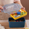 GROWSIR Lunch Box BPA FREE Kotak Bekal Anti Tumpah 4 Sekat 1200ml Bisa dilepas Kotak makan Wadah Bekal FREE Sendok Garpu Tempat Saus FH041