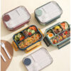 GROWSIR Lunch Box BPA FREE Kotak Bekal Anti Tumpah 4 Sekat 1300ml Kotak makan Wadah Bekal FREE Sendok Garpu Tempat Saus FH046