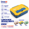 GROWSIR Lunch Box Jepang Bento Anti Tumpah 1400ml Tempat Makan Anak Kotak Bekal Free Sendok Garpu FH072