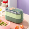 GROWSIR Lunch Box Kotak Bekal Anak Anti Tumpah 2 Tingkat 1400ml 800ml BPA FREE Kotak makan Lucu Wadah Bekal FREE Sendok Tempat Saus FH026