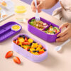 GROWSIR Lunch Box Kotak Bekal Anak Anti Tumpah 2 Tingkat 1400ml 800ml BPA FREE Kotak makan Lucu Wadah Bekal FREE Sendok Tempat Saus FH026