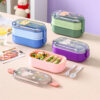 GROWSIR Lunch Box Kotak Bekal Anak Anti Tumpah 2 Tingkat 1400ml 800ml BPA FREE Kotak makan Lucu Wadah Bekal FREE Sendok Tempat Saus FH026