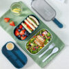 GROWSIR Lunch Box Kotak Bekal Anti Tumpah 2 Tingkat 1400ml / 800ml BPA FREE Kotak makan Wadah Bekal FREE Sendok Garpu Tempat Saus FH027