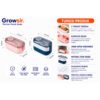 GROWSIR Lunch Box Kotak Bekal Anti Tumpah 2 Tingkat 1400ml / 800ml BPA FREE Kotak makan Wadah Bekal FREE Sendok Garpu Tempat Saus FH027