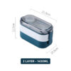GROWSIR Lunch Box Kotak Bekal Anti Tumpah 2 Tingkat 1400ml / 800ml BPA FREE Kotak makan Wadah Bekal FREE Sendok Garpu Tempat Saus FH027