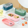 GROWSIR Lunch Box Kotak Bekal Anti Tumpah 2 Tingkat 1400ml / 800ml BPA FREE Kotak makan Wadah Bekal FREE Sendok Garpu Tempat Saus FH027