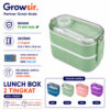GROWSIR Lunch Box Kotak Bekal Anti Tumpah 2 Tingkat 1400ml / 800ml BPA FREE Kotak makan Wadah Bekal FREE Sendok Garpu Tempat Saus FH027
